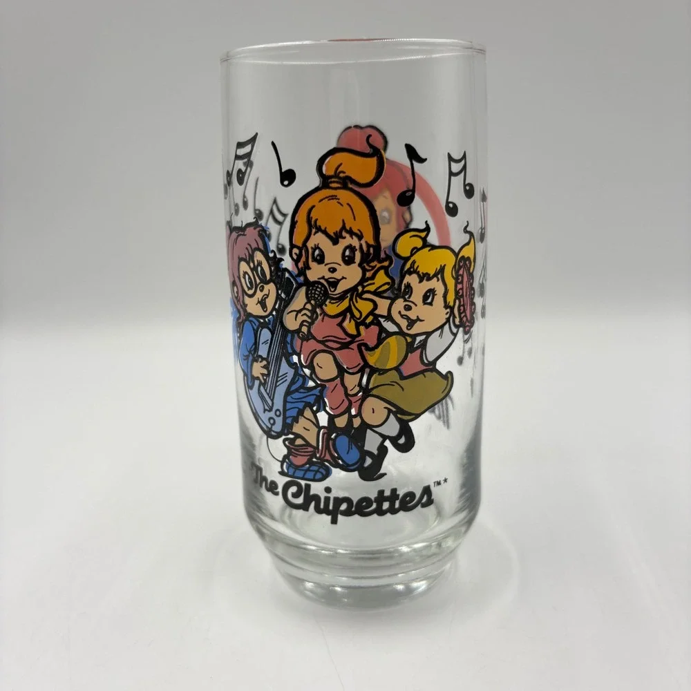 Karman/Ross The Chipettes Drinking Glass Clear Good 1985 Vintage Music